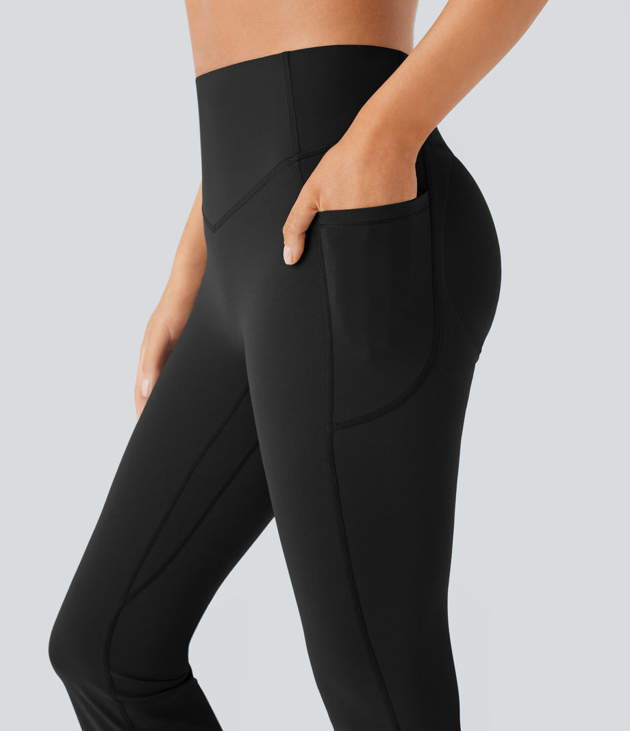 Halara UltraSculpt™ High Waisted Scrunch Butt Lifting Tummy Control Pocket Shaping Yoga Bootcut Leggings - Black