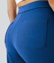 DayStretch High Waisted Pockets Straight Leg Casual Pants - Victoria Blue