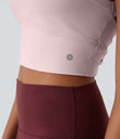 SoftlyZero™ Plush Cut Out Cropped Yoga Tank Top - Primrose Pink