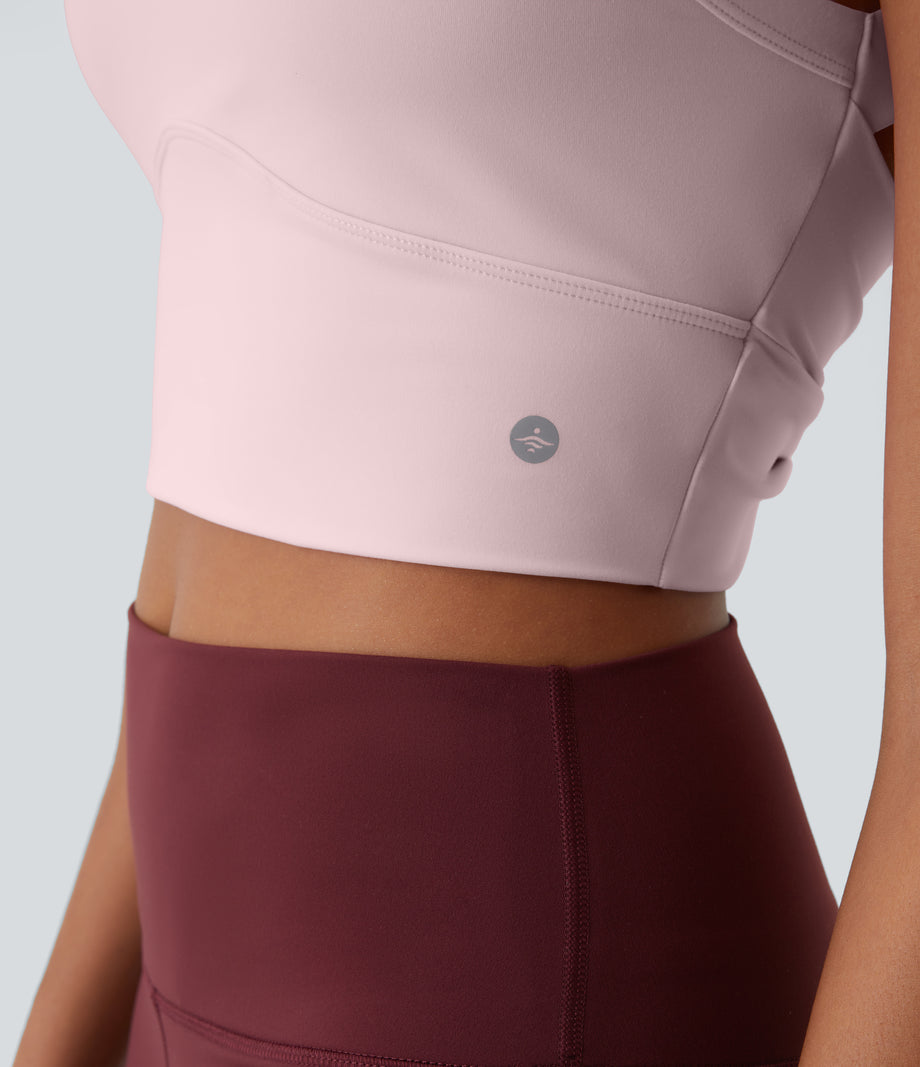 SoftlyZero™ Plush Cut Out Cropped Yoga Tank Top - Primrose Pink