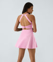 SoftlyZero™ Airy Backless Twisted Flare Low Support Dance Active Dress-Longer Length-Easy Peezy Edition A-D Cups - Nosegay