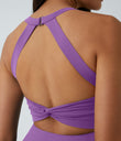 SoftlyZero™ Airy Backless Twisted Flare Low Support Dance Active Dress-Longer Length-Easy Peezy Edition A-D Cups - Dewberry