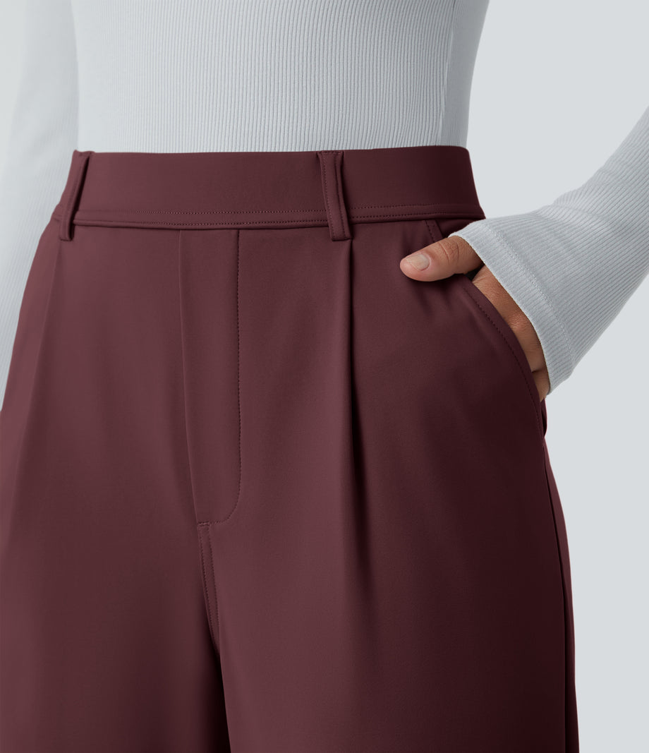 Halara Flex™ DayStretch High Waisted Pocket Work Flare Pants - Red Mahogany