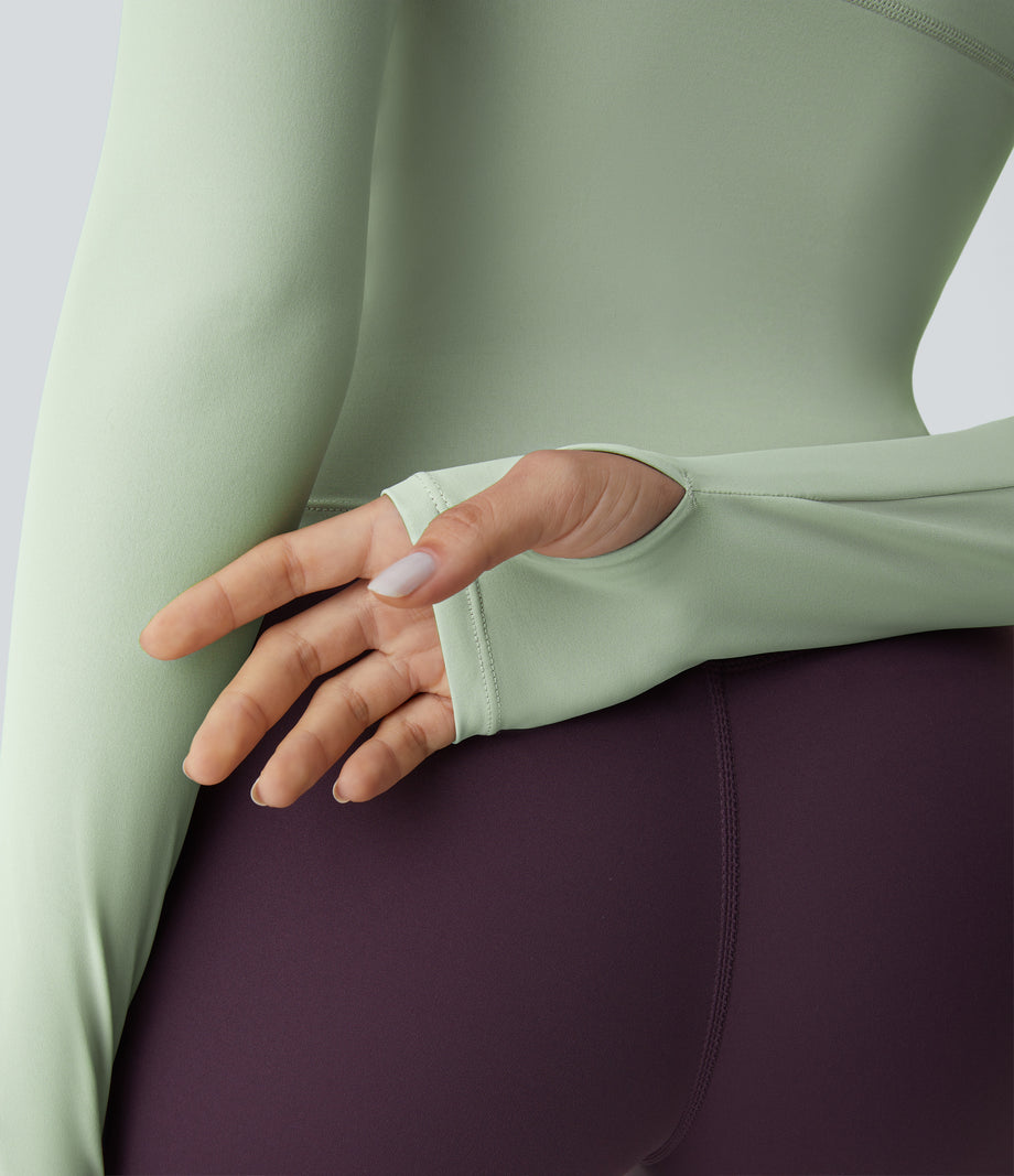Solid Thumb Hole Yoga Sports Top - Dewkist