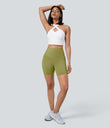 Halara UltraSculpt™ High Waisted Tummy Control Pocket Shaping Training Biker Shorts 7'' - Moss
