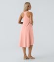 Breezeful™ Backless Racerback Side Pocket High Low Flowy Midi Quick Dry Casual Dress - Blossom