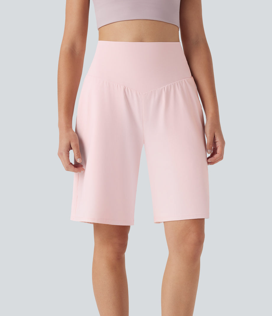 SoftlyZero™ Airy High Waisted Pockets Cool Touch Yoga Bermuda Shorts - Primrose Pink