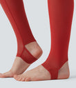 Breezeful™ High Waisted Pleated 2-in-1 Contrast Mesh Quick Dry Dance Stirrup Skirted Leggings with Pockets - Pompeian Red