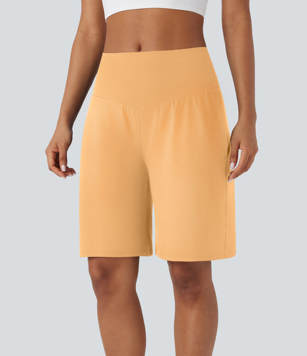 SoftlyZero™ Airy High Waisted Pockets Cool Touch Yoga Bermuda Shorts - Sunburst