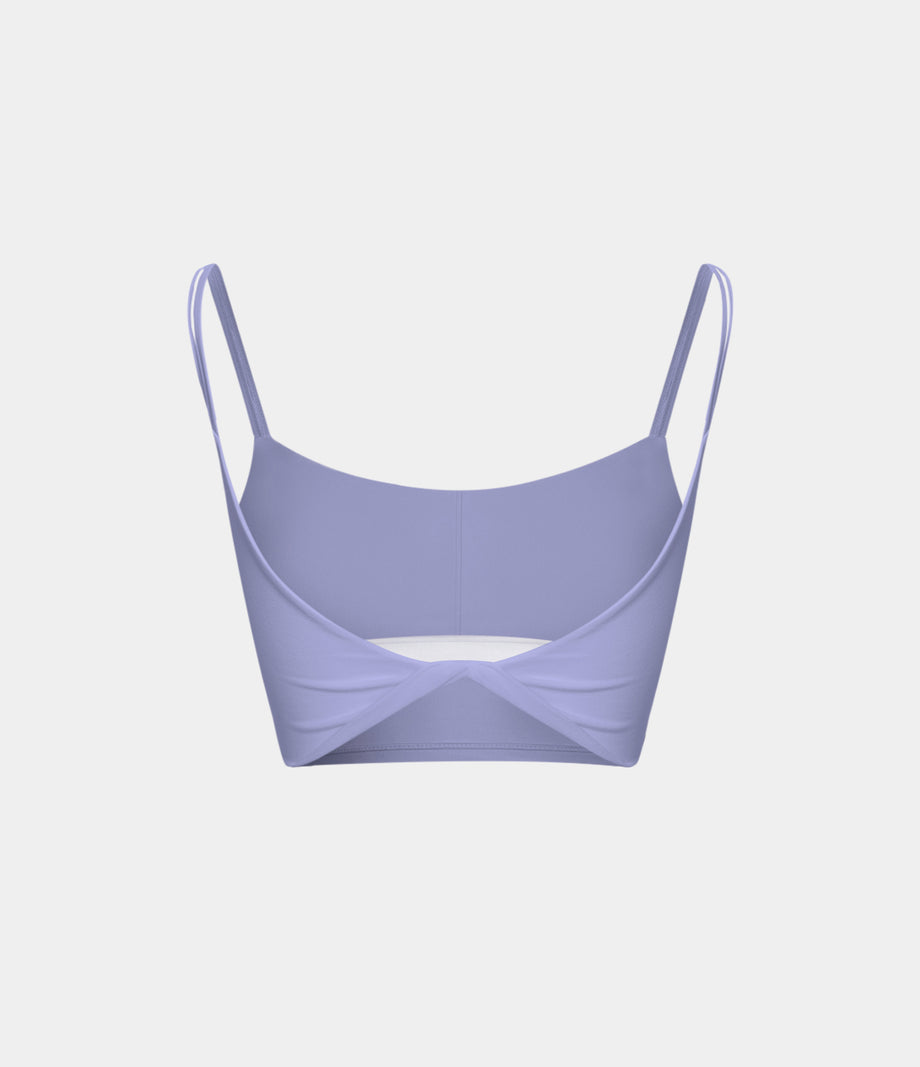Double Straps Cropped Yoga Tank Top - Baby Lavender