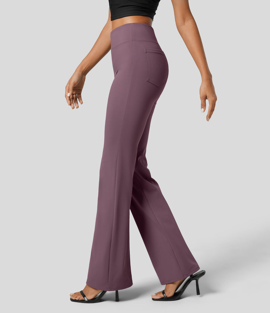 Halara Flex™ High Waisted Back Side Pocket Slight Flare Work Pants - Moonscape