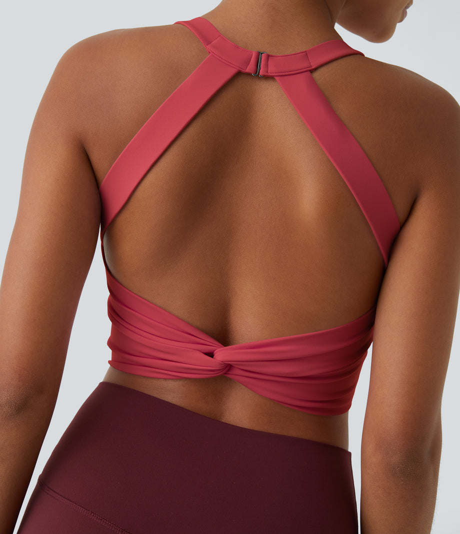 SoftlyZero™ Plush Cut Out Cropped Yoga Tank Top - Winterberry