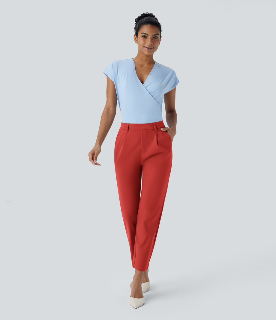 Halara Flex™ DayStretch High Waisted Pocket Ankle Length Tapered Work Pants - Valiant Poppy