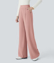 Halara Flex™ High Waisted Body Sculpt Waist-Slimming Pocket Wide Leg Micro Waffle Work Pants - Rose Tan