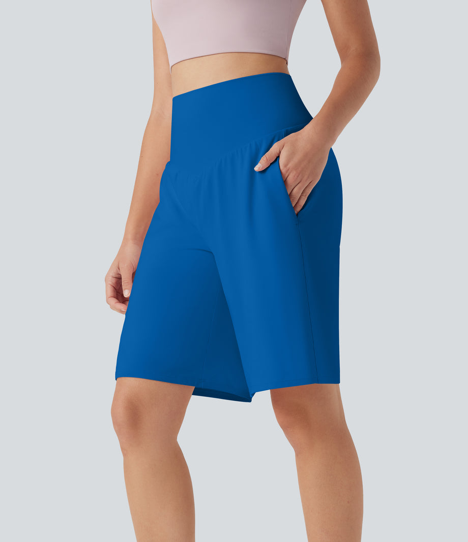 SoftlyZero™ Airy High Waisted Pockets Cool Touch Yoga Bermuda Shorts - Skydiver