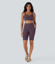 Halara UltraSculpt™ High Waisted Tummy Control Pocket Shaping Training Biker Shorts 9'' - Night's Purple