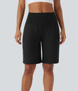 SoftlyZero™ Airy High Waisted Pockets Cool Touch Yoga Bermuda Shorts - Black