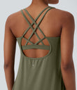 SoftlyZero™ Plush Cut Out Pocket 2-Piece Mini Yoga Active Dress - Grass Grey Green