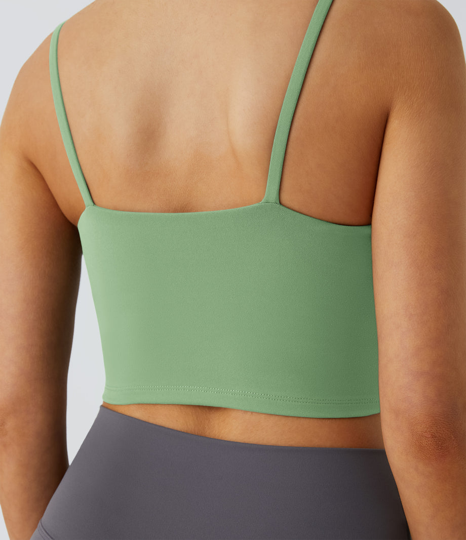 Basic Padded Workout Cropped Low Support Tank Top A-D Cups - Kashmir