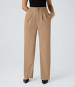 Halara Flex™ High Waisted Zipper Pocket Shirred Straight Leg Work Pants - Cartouche