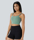 Double Straps Cropped Yoga Tank Top - Hedge Green