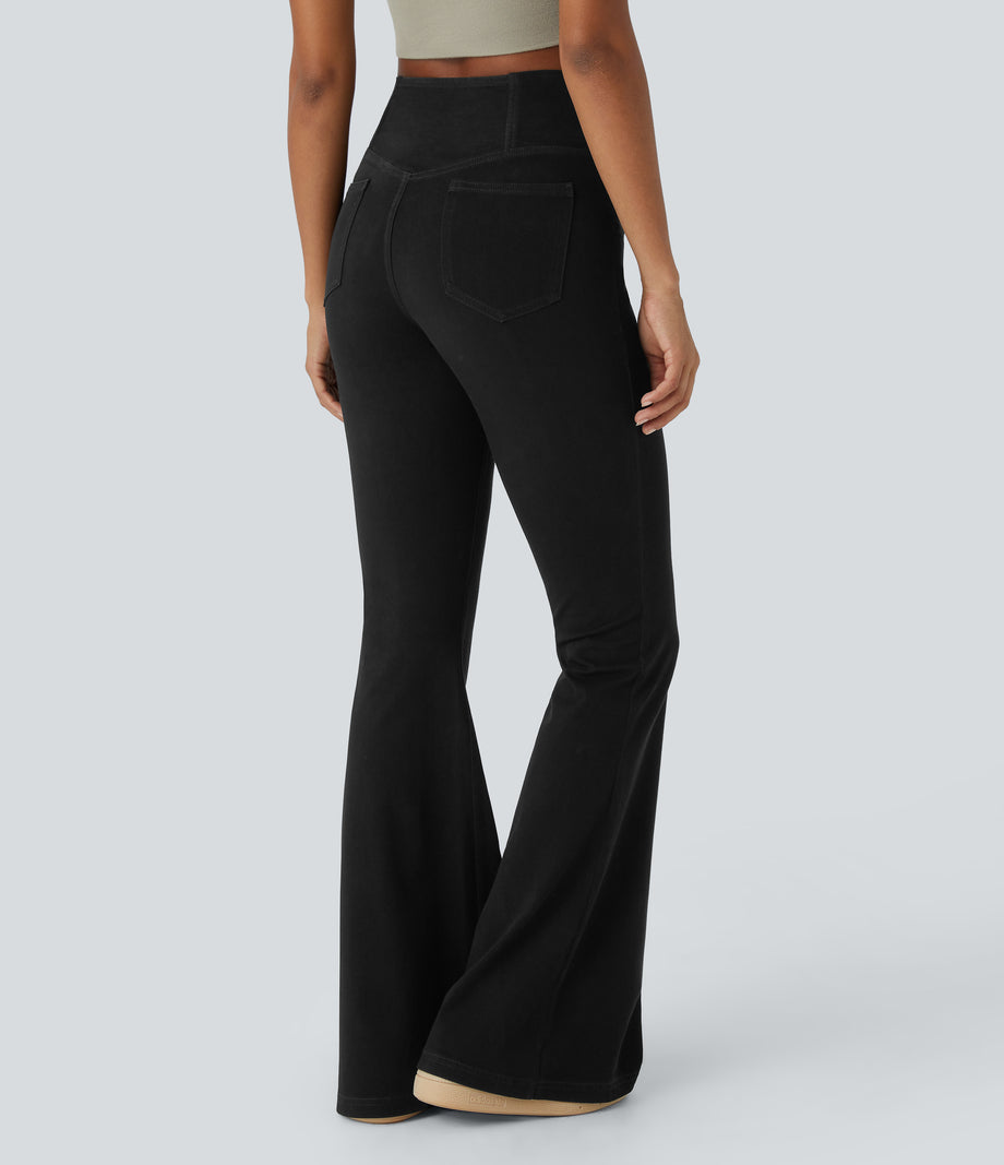 Halara Flex™ High Waisted Crossover Pocket Cool Touch Washed Casual Jeans - Graphite Black Denim