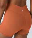 SoftlyZero™ High Waisted Crossover Plain Yoga Biker Shorts 3''-UPF50+ - Spice Route