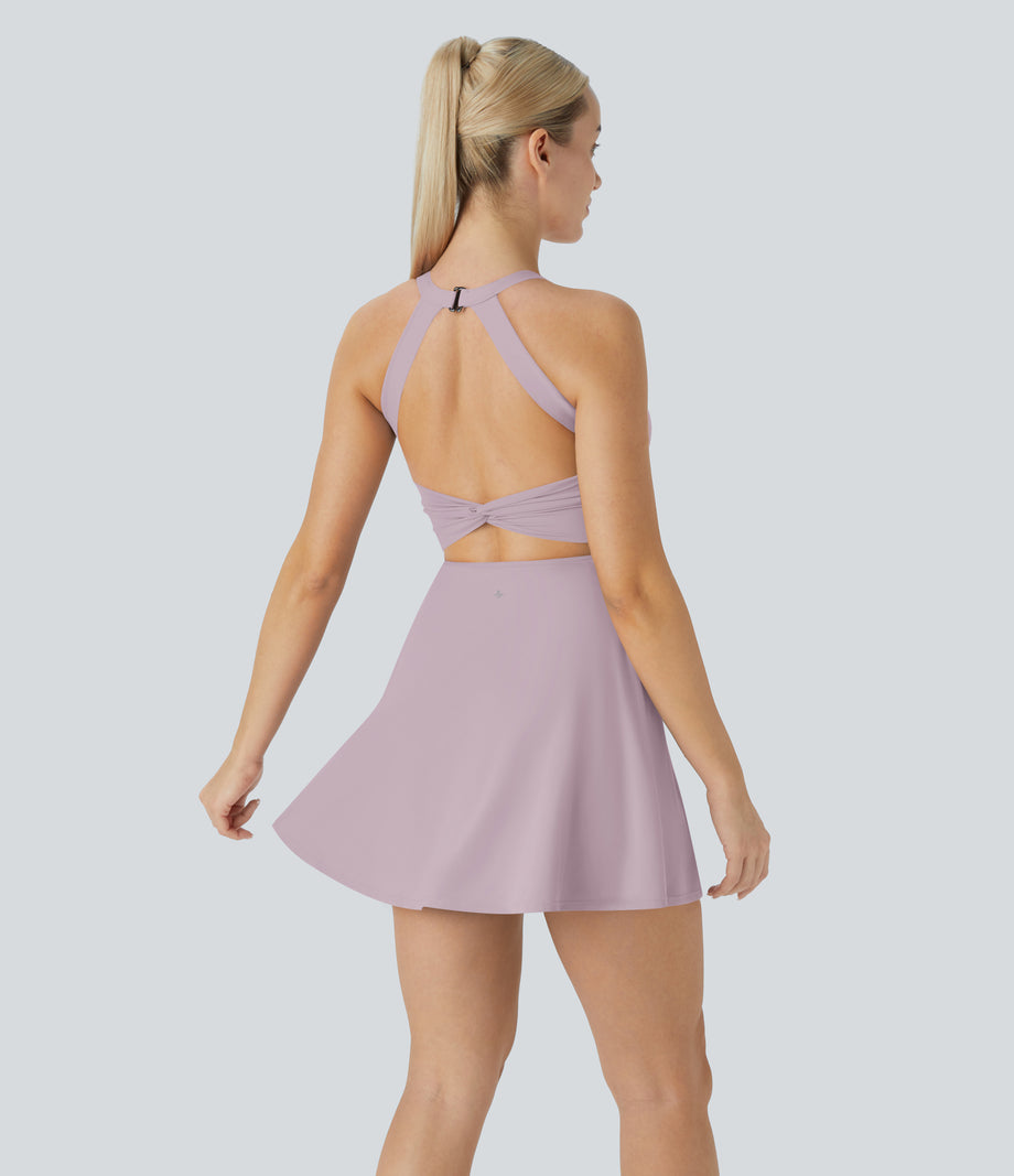 SoftlyZero™ Airy Backless Twisted Cool Touch Dance Active Dress-Easy Peezy Edition - Pink Purple
