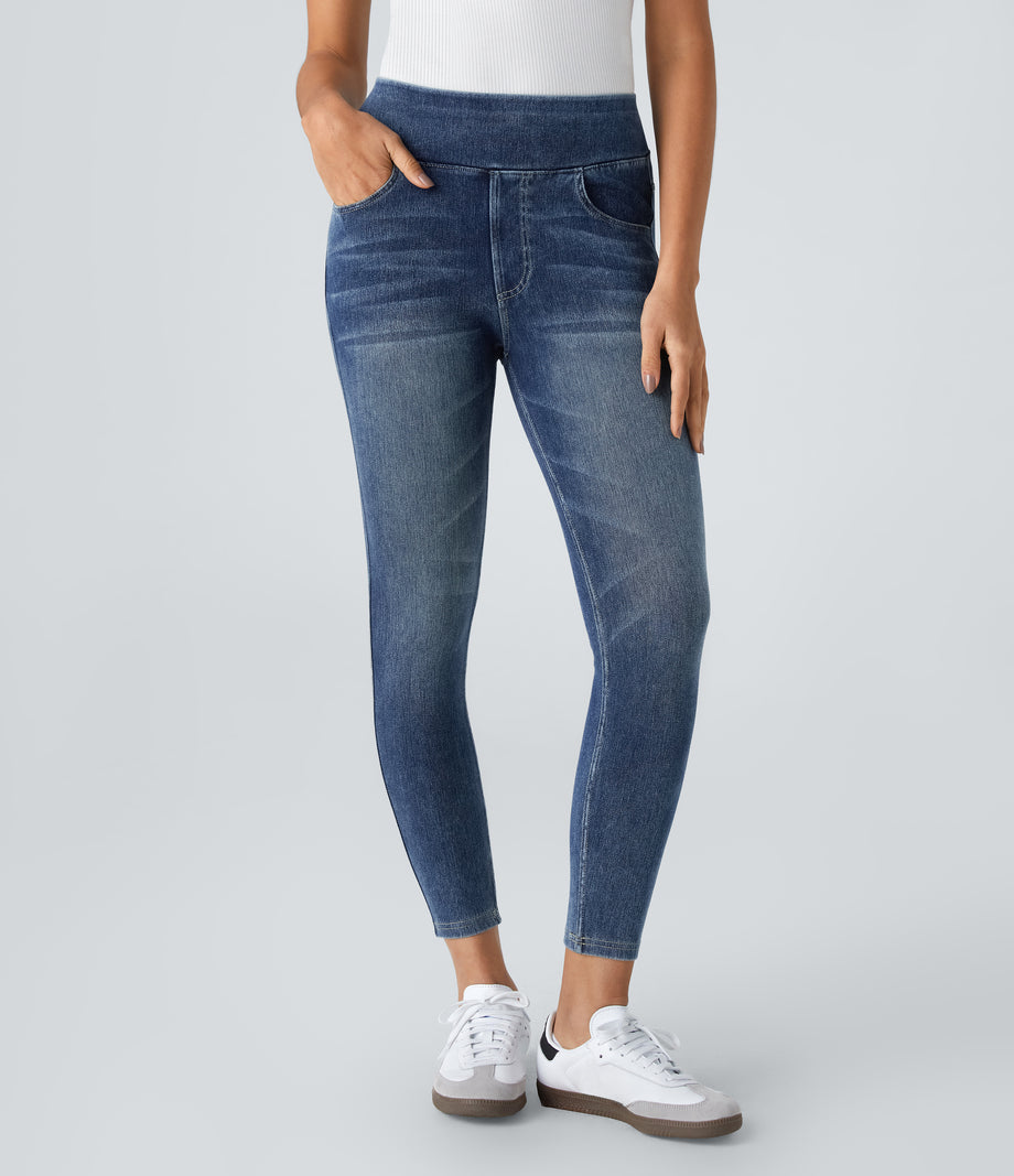 Halara Flex™ High Waisted Pockets Denim Casual Leggings - Royal Blue Denim