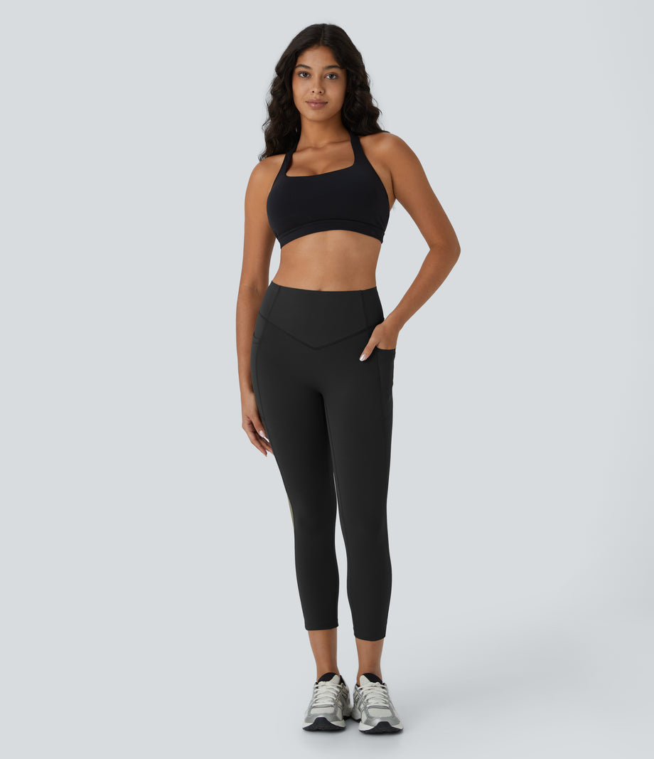 Halara UltraSculpt™ High Waisted Scrunch Butt Lifting Tummy Control Pocket Shaping Capri Training Leggings - Black