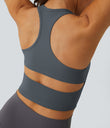 SoftlyZero™ Plush U Neck Racerback Cut Out Cropped Yoga Tank Top - Turbulence