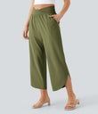 Breezeful™ High Waisted Crossover Quick Dry Resort Pants with Pockets - Sphagnum