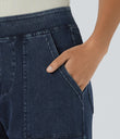 Halara Flex™ Mid Rise Pockets Straight Leg Casual Cargo Jeans - Washed Denim Navy Blue