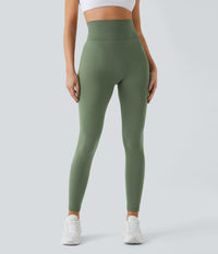 OneForm Seamless Flow High Waisted Ruched Plain Leggings - Sea Spray