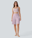 SoftlyZero™ Airy High Waisted Pockets Cool Touch Yoga Bermuda Shorts - Pink Purple