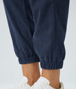 Mid Rise Zipper Pockets Corduroy Casual Joggers - Foggy Blue