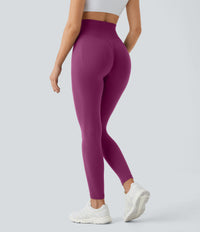 OneForm Seamless Flow High Waisted Ruched Plain Leggings - Ume Purple