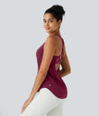 Halara UltraSculpt™ Round Neck Curved Hem Workout Tank Top - Red Plum
