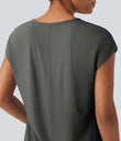 V Neck Short Sleeve Casual T-Shirt - Night Owl