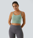 Basic Padded Workout Cropped Low Support Tank Top A-D Cups - Frosty Green