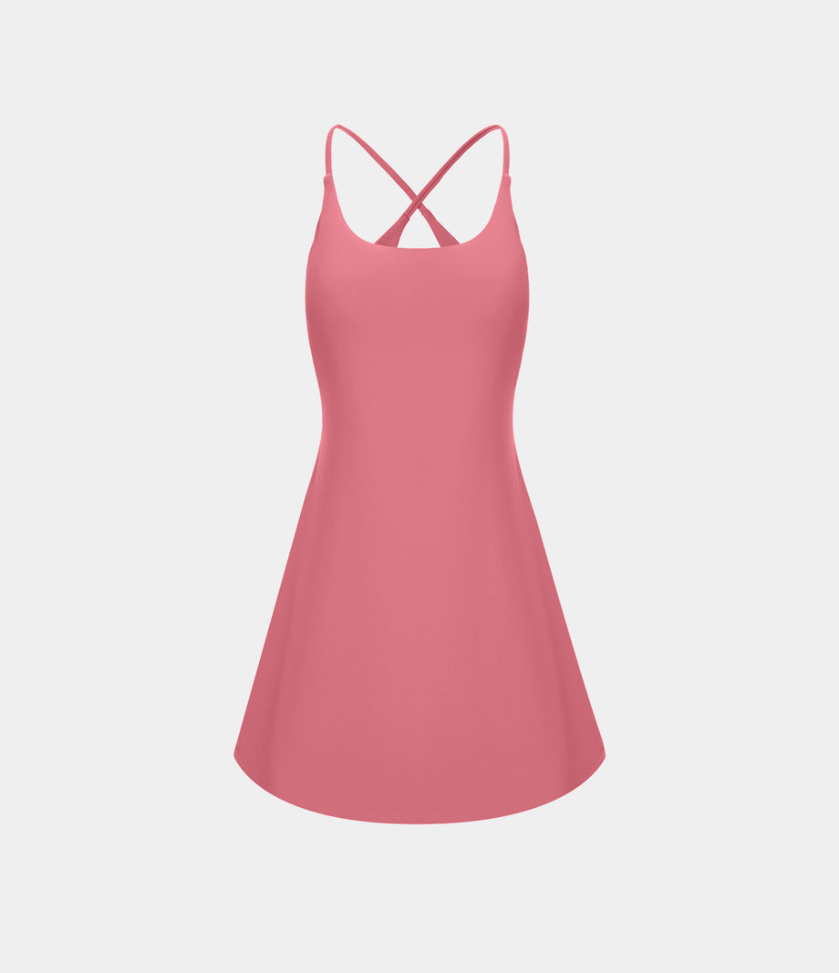 SoftlyZero™ Plush Backless Active Dress - Begonia Rouge