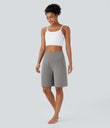 SoftlyZero™ Airy High Waisted Pockets Cool Touch Yoga Bermuda Shorts - Steeple Gray