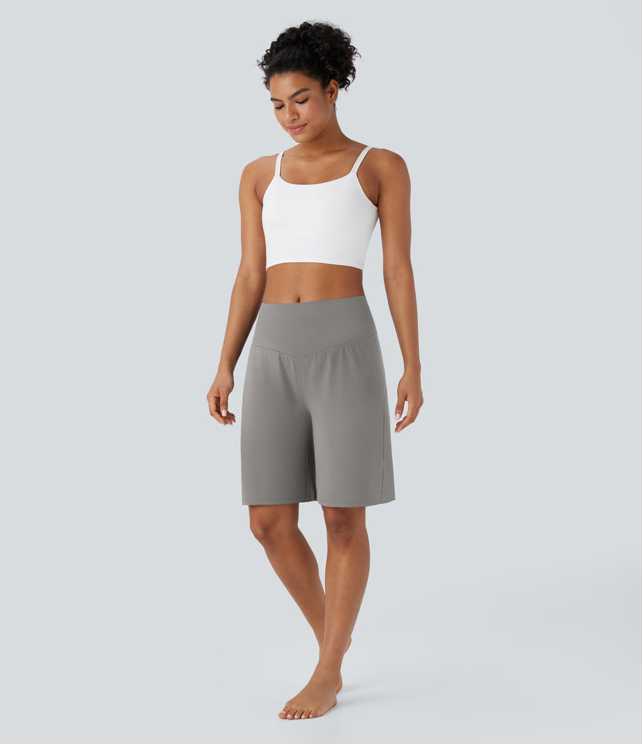 SoftlyZero™ Airy High Waisted Pockets Cool Touch Yoga Bermuda Shorts - Steeple Gray