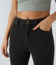 Halara Flex™ Mid Rise Pockets Casual Bootcut Jeans - Hemp Rope Black Denim