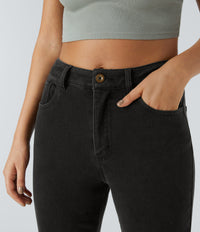 Halara Flex™ Mid Rise Pockets Casual Bootcut Jeans - Hemp Rope Black Denim