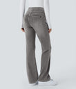 Halara Flex™ High Waisted Pockets Washed Casual Bootcut Jeans - Black Iron Gray Denim