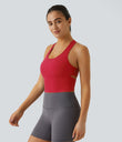SoftlyZero™ Plush U Neck Racerback Cut Out Cropped Yoga Tank Top - Mars Red