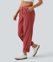 Mid Rise Zipper Pocket Corduroy Casual Pants - Baked Apple
