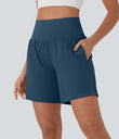 SoftlyZero™ Airy Super High Waisted 2-in-1 Cool Touch Yoga Shorts 7" with Pockets - Majolica Blue