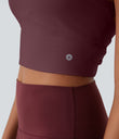 SoftlyZero™ Plush Cut Out Cropped Yoga Tank Top - Red Mahogany